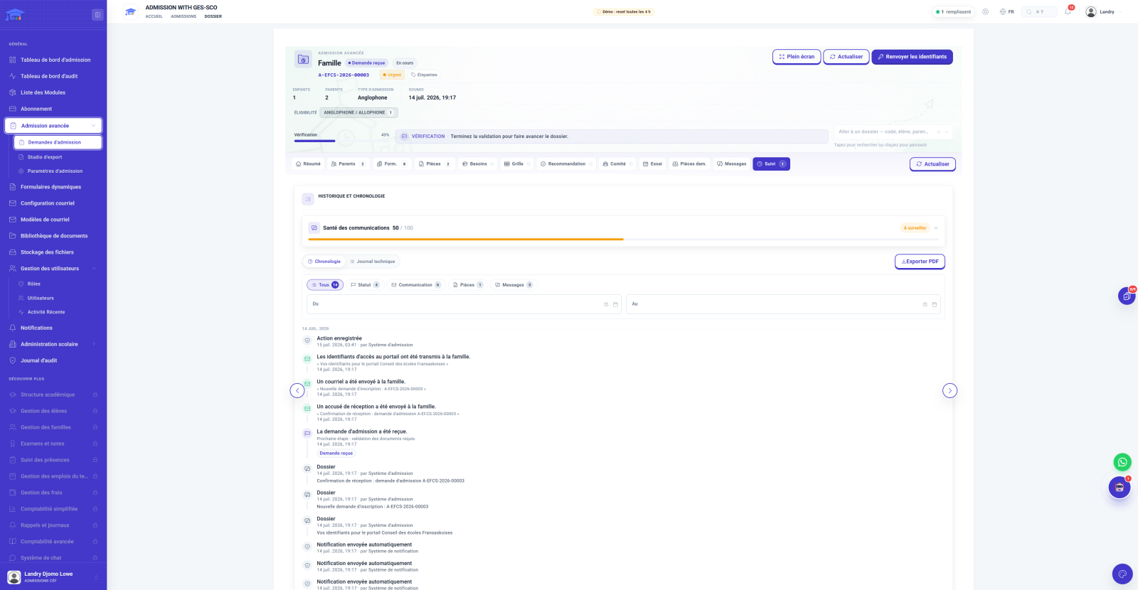 Screen, tracking and timeline