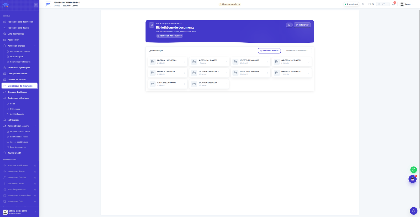 Screen, document library