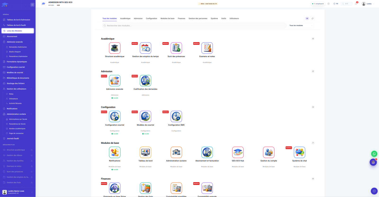 Screen, GES-SCO module catalogue